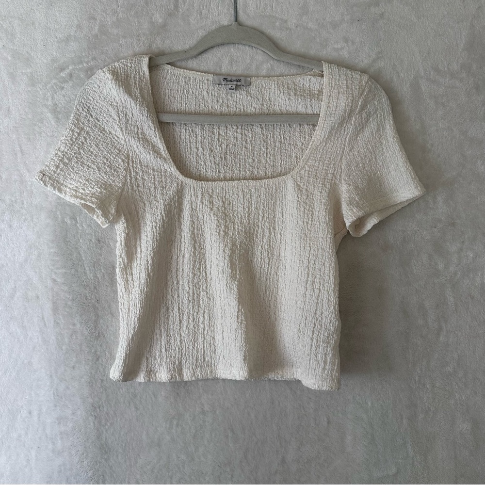 Madewell Ivory Popcorn M Short Sleeve Textured Tee